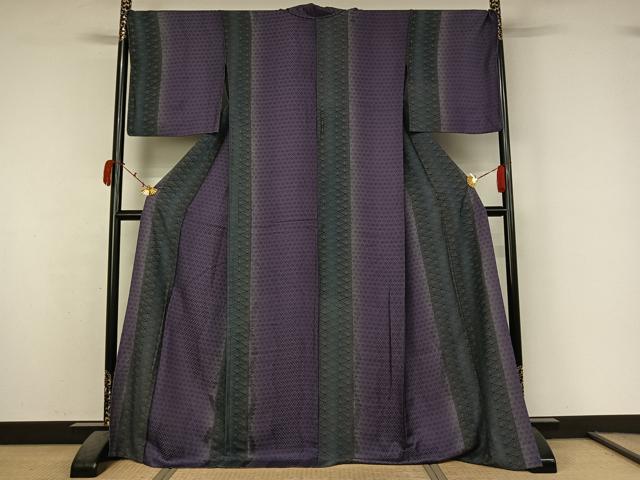平和屋着物▽上質な小紋 単衣 亀甲花間道 ロング丈 正絹 逸品 AABK7242jh