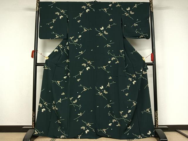 平和屋着物▽上質な小紋 単衣 花蝶文 金彩 正絹 逸品 AABK7248jh