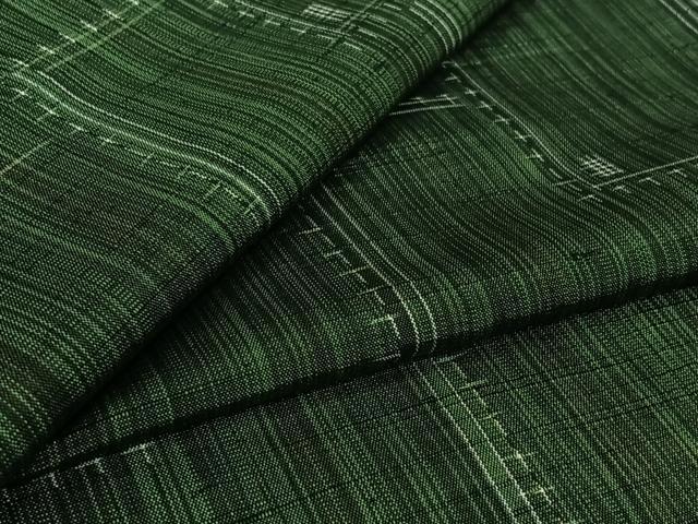 平和屋着物▽上質な紬 単衣 幾何学文様 正絹 逸品 AABK7251jh
