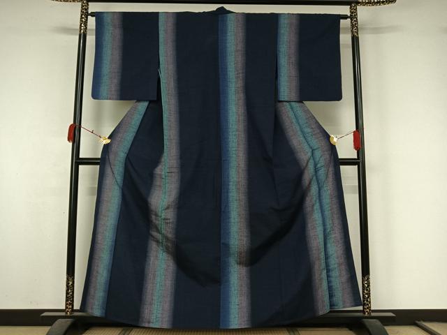 平和屋着物▽上質な紬 単衣 間道 正絹 逸品 AABK7261jh