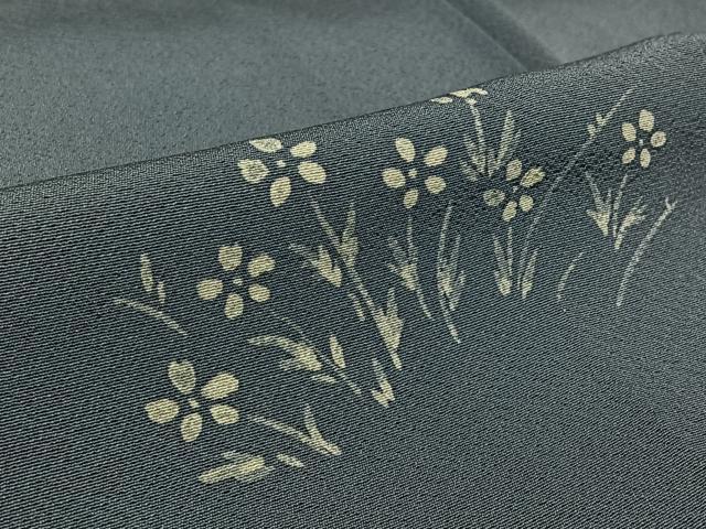 平和屋着物▽上質な小紋 単衣 手描き 草花文 正絹 逸品 AABK7265jh