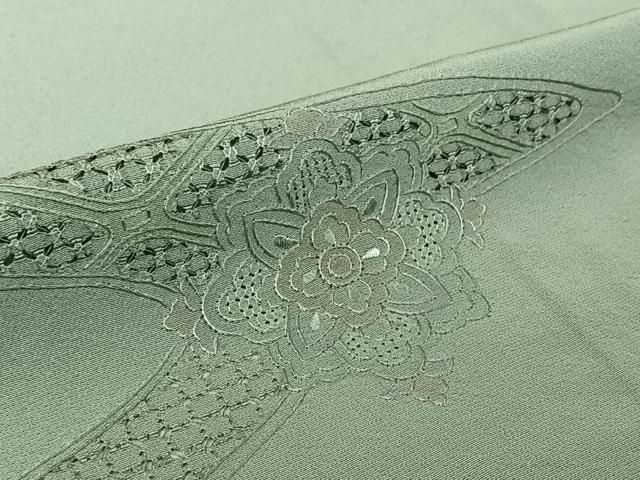 平和屋着物▽上質な小紋 単衣 中国三大刺繍 汕頭刺繍 スワトウ刺繍 総刺繍 正倉院花文 正絹 逸品 AABK7266jh