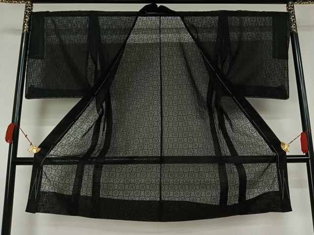 平和屋着物▽羽織 スリーシーズン 春夏秋 塵除け 花尽くし文 黒地 ロング丈 正絹 逸品 未使用 AABK7274jh