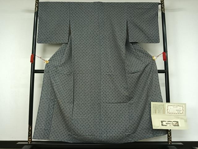 平和屋着物▽本場結城玉紬 単衣 総絞り やまと金ラベル 結織苑 証紙付き 正絹 逸品 未使用 AABK7281jh