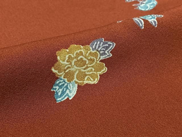 平和屋着物▽上質な小紋 単衣 草花文 正絹 逸品 AABK7290jh