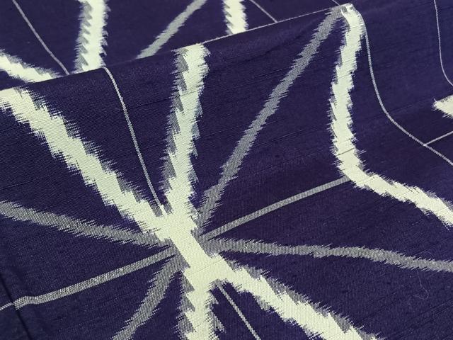 平和屋着物▽越後伝承紬 単衣 麻の葉間道 証紙付き 正絹 逸品 AABK7295jh
