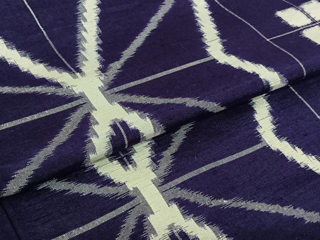 平和屋着物▽越後伝承紬 単衣 麻の葉間道 証紙付き 正絹 逸品 AABK7295jh