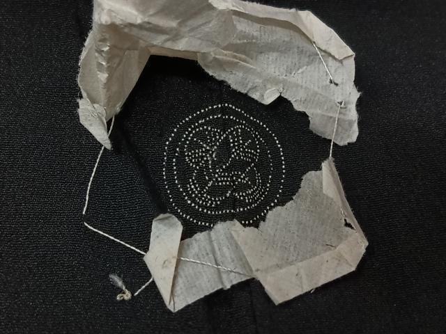 平和屋着物▽羽織 スリーシーズン 春夏秋 塵除け 団扇 黒地 正絹 逸品 AABK7298jh
