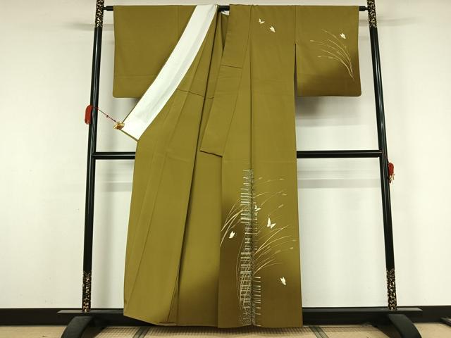 平和屋着物▽訪問着 単衣 舞蝶文 暈し染め 金銀彩 正絹 逸品 AABK7312jh
