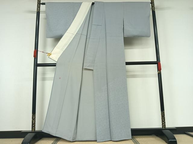平和屋着物▽加賀友禅の型染 板場友禅 坂口幸市 加賀小紋 訪問着 単衣 雪輪笹の葉文 正絹 逸品 AABK7315jh