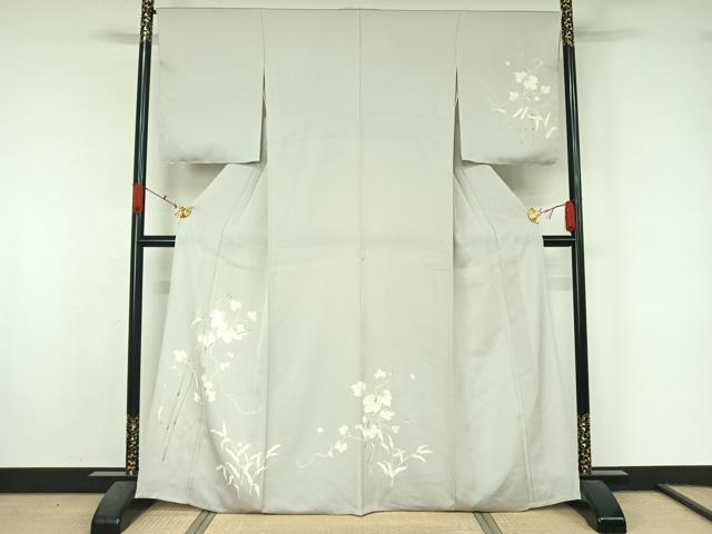 平和屋着物▽訪問着 単衣 駒刺繍 流水唐草文 銀彩 正絹 逸品 AABK7316jh