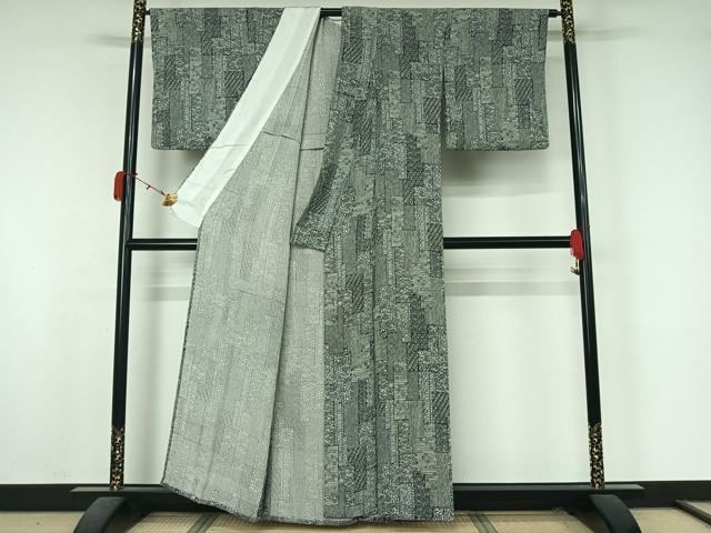 平和屋着物▽上質な小紋 単衣 草花文 正絹 逸品 AABK7318jh