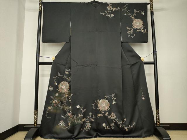 平和屋着物●尾方華舟 訪問着 更紗花丸文 正絹 逸品 AABK7321ck