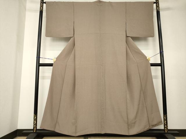 平和屋着物●江戸小紋 万筋 媚茶色×水柿色 正絹 逸品 AABK7334ck