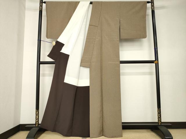 平和屋着物●お召 縞 伊勢丹扱い 正絹 逸品 AABK7338ck
