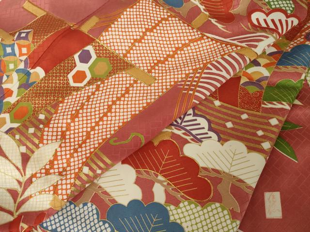 平和屋着物●十日町老舗ブランド 吉澤友禅 吾妻徳穂 振袖 駒刺繍 帆掛け船 金彩 正絹 逸品 AABK7339ck