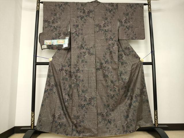 平和屋着物●本場大島紬 純泥染め 9マルキ 雲重ね花文 前山織物謹製 証紙付き 正絹 逸品 AABK7350ck