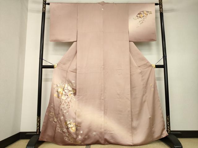 平和屋着物●金彩友禅 卓越技能者・名工・和田光正 訪問着 地紙花文 暈し染め 金銀彩 正絹 逸品 AABK7351ck