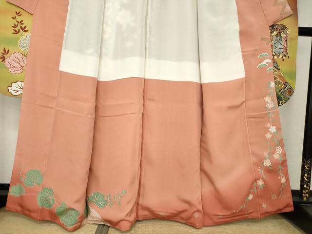 平和屋着物●豪華振袖 貝桶花文 暈し染め 金彩 正絹 逸品 AABK7352ck