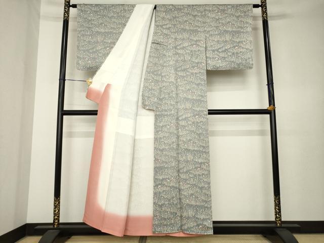 平和屋着物●上質な小紋 草花文 正絹 逸品 AABK7353ck