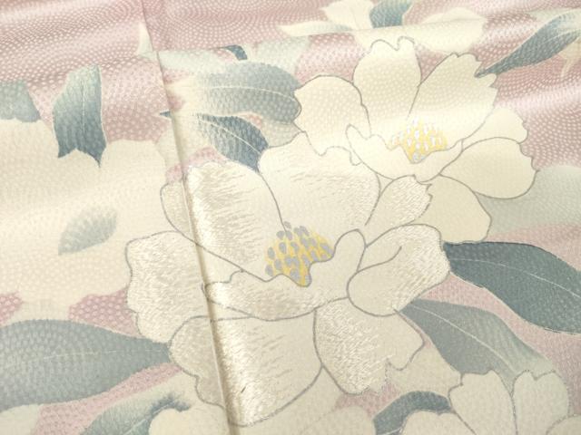 平和屋着物●訪問着 刺繍 草花文 銀彩 正絹 逸品 AABK7354ck