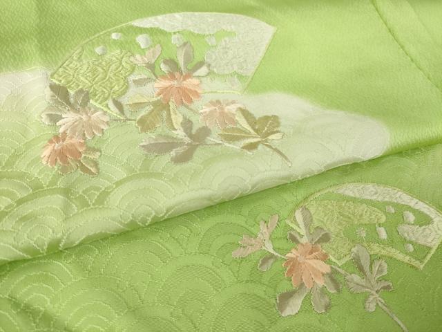 平和屋着物●色留訪問着 刺繍 地紙花文 暈し染め 正絹 逸品 未使用 AABK7359ck