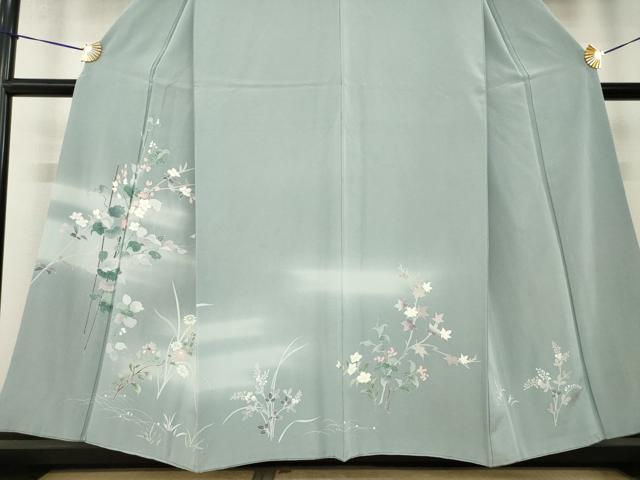 平和屋着物●訪問着 友禅 草花文 暈し染め 正絹 逸品 AABK7373ck