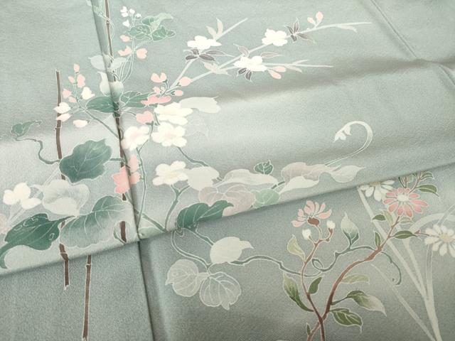 平和屋着物●訪問着 友禅 草花文 暈し染め 正絹 逸品 AABK7373ck