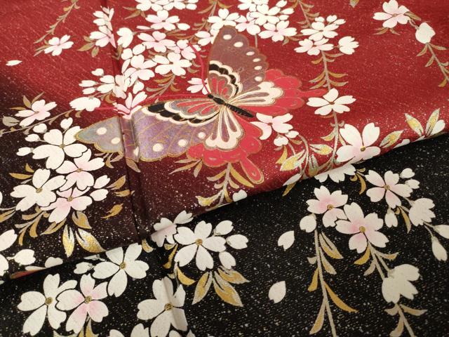 平和屋着物●森英恵・HANAE MORI 振袖 花蝶文 暈し染め 金彩 金通し地 正絹 逸品 AABK7374ck