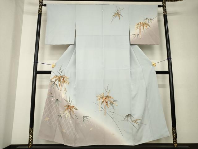 平和屋着物●訪問着 笹 暈し染め 金彩 高島屋扱い 正絹 逸品 AABK7382ck