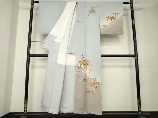 平和屋着物●訪問着 笹 暈し染め 金彩 高島屋扱い 正絹 逸品 AABK7382ck
