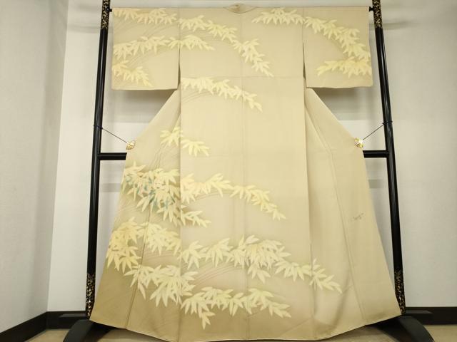 平和屋着物●国際的オートクチュール デザイナー 君島一郎 KIMIJIMA 訪問着 刺繍 笹 暈し染め さが美扱い 正絹 逸品 AABK7383ck