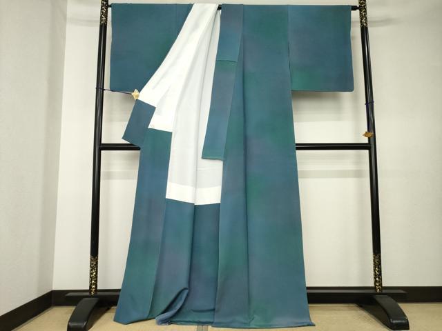 平和屋着物●染色作家 斉藤三才 小紋 霞文 暈し染め 正絹 逸品 AABK7386ck