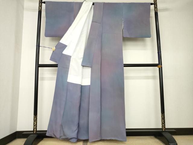 平和屋着物●染色作家 斉藤三才 小紋 霞文 暈し染め 正絹 逸品 AABK7390ck