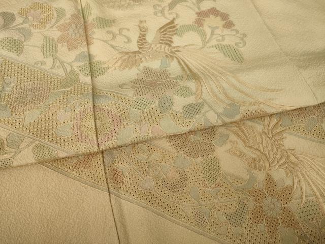 平和屋着物●訪問着 総刺繍 中国三大刺繍 汕頭刺繍 スワトウ刺繍 鳳凰花文 暈し染め 正絹 逸品 AABK7392ck
