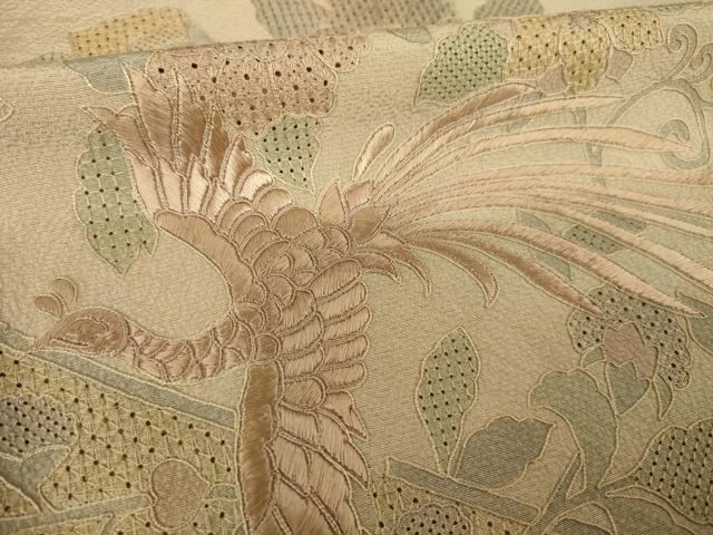平和屋着物●訪問着 総刺繍 中国三大刺繍 汕頭刺繍 スワトウ刺繍 鳳凰花文 暈し染め 正絹 逸品 AABK7392ck
