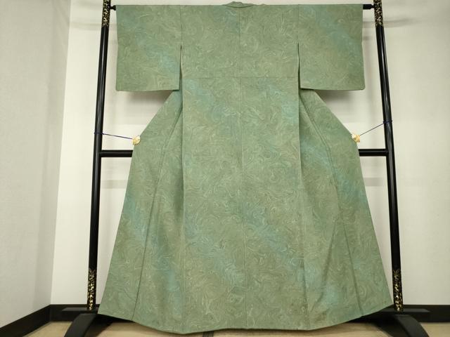 平和屋着物●上質な小紋 墨流し文様 正絹 逸品 AABK7393ck