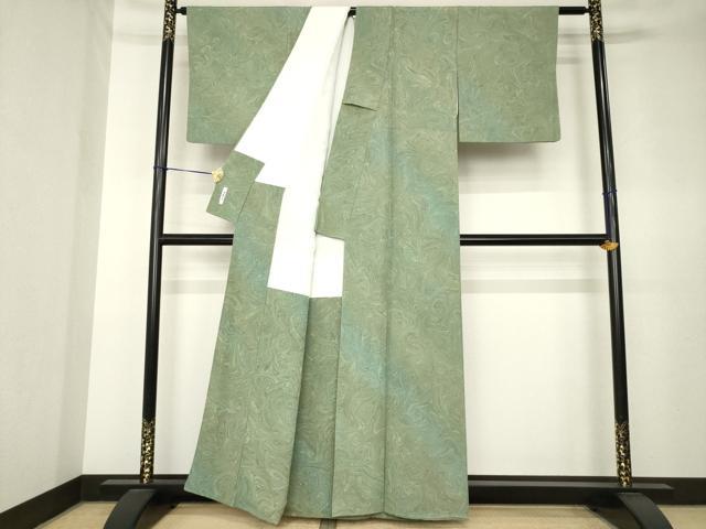 平和屋着物●上質な小紋 墨流し文様 正絹 逸品 AABK7393ck
