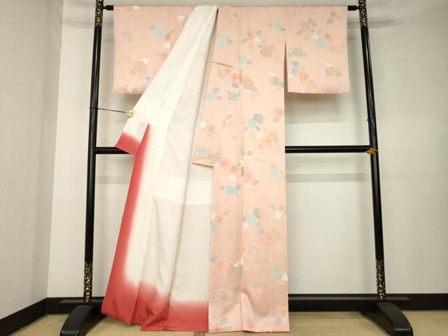平和屋着物●上質な小紋 地紋起こし 草花文 正絹 逸品 AABK7394ck