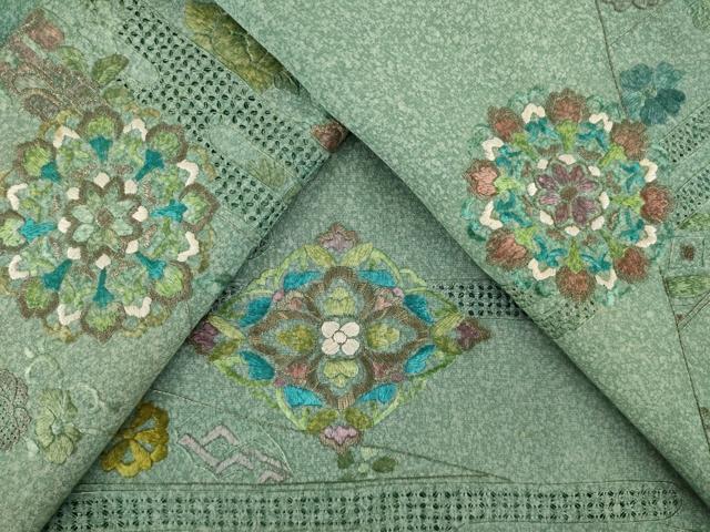 平和屋着物●訪問着 中国三大刺繍 汕頭刺繍 スワトウ刺繍 総刺繍 正倉院花文 正絹 逸品 AABK7411ck