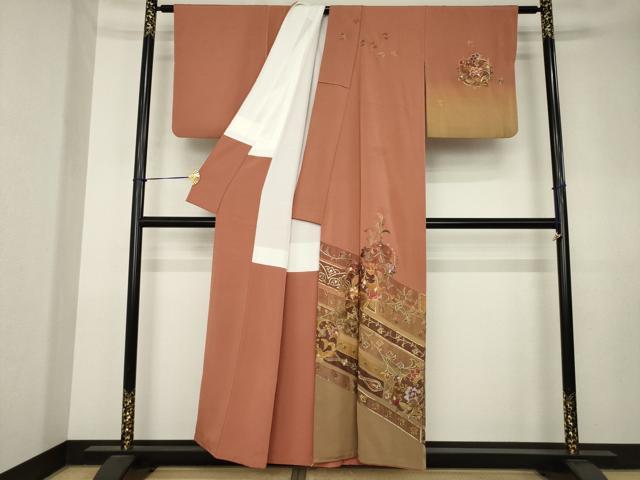 平和屋着物●訪問着 総刺繍 中国三大刺繍 スワトウ刺繍 汕頭刺繍 更紗花丸文 暈し染め 正絹 逸品 AABK7417ck