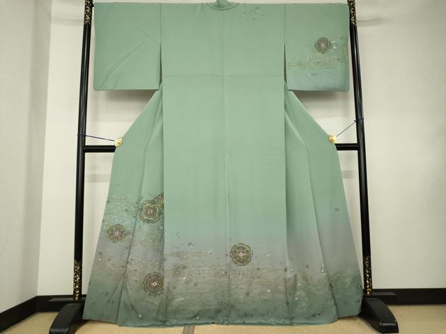 平和屋着物●訪問着 総刺繍 蘇州刺繍 正倉院花文 金糸 正絹 逸品 AABK7419ck