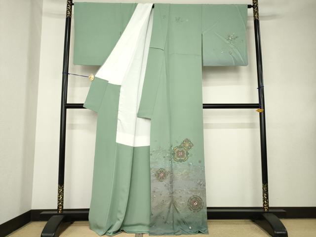 平和屋着物●訪問着 総刺繍 蘇州刺繍 正倉院花文 金糸 正絹 逸品 AABK7419ck