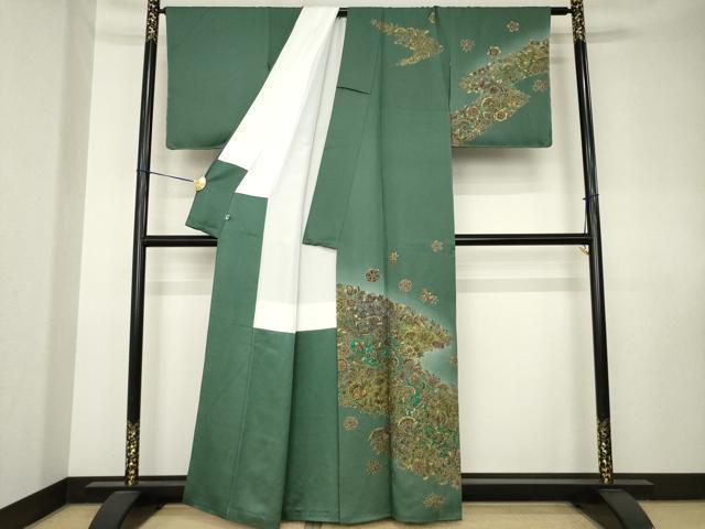 平和屋着物●訪問着 流水更紗花鳥文 暈し染め 正絹 逸品 未使用 AABK7420ck