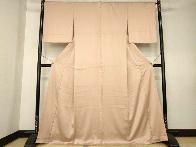 平和屋着物●上質な色無地 菱地紋 一斤染色 正絹 逸品 AABK7425ck