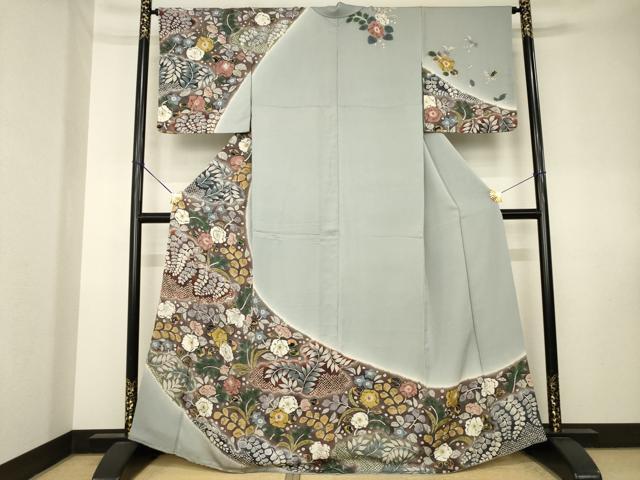 平和屋着物●訪問着 辻が花 絞り 草花文 正絹 逸品 AABK7426ck