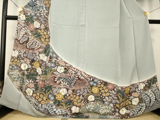 平和屋着物●訪問着 辻が花 絞り 草花文 正絹 逸品 AABK7426ck