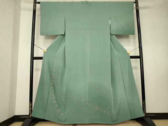平和屋着物●訪問着 総刺繍 駒刺繍 中国三大刺繍 相良刺繍 幾何学文様 暈し染め 正絹 逸品 AABK7427ck