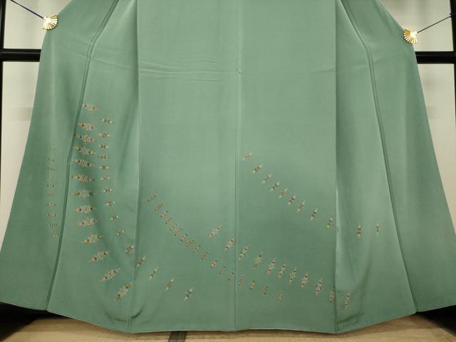 平和屋着物●訪問着 総刺繍 駒刺繍 中国三大刺繍 相良刺繍 幾何学文様 暈し染め 正絹 逸品 AABK7427ck