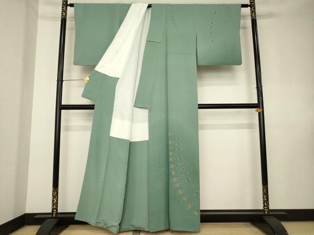 平和屋着物●訪問着 総刺繍 駒刺繍 中国三大刺繍 相良刺繍 幾何学文様 暈し染め 正絹 逸品 AABK7427ck